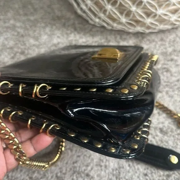 Emilio Pucci Black Patent Leather Vintage Crossbody Bag